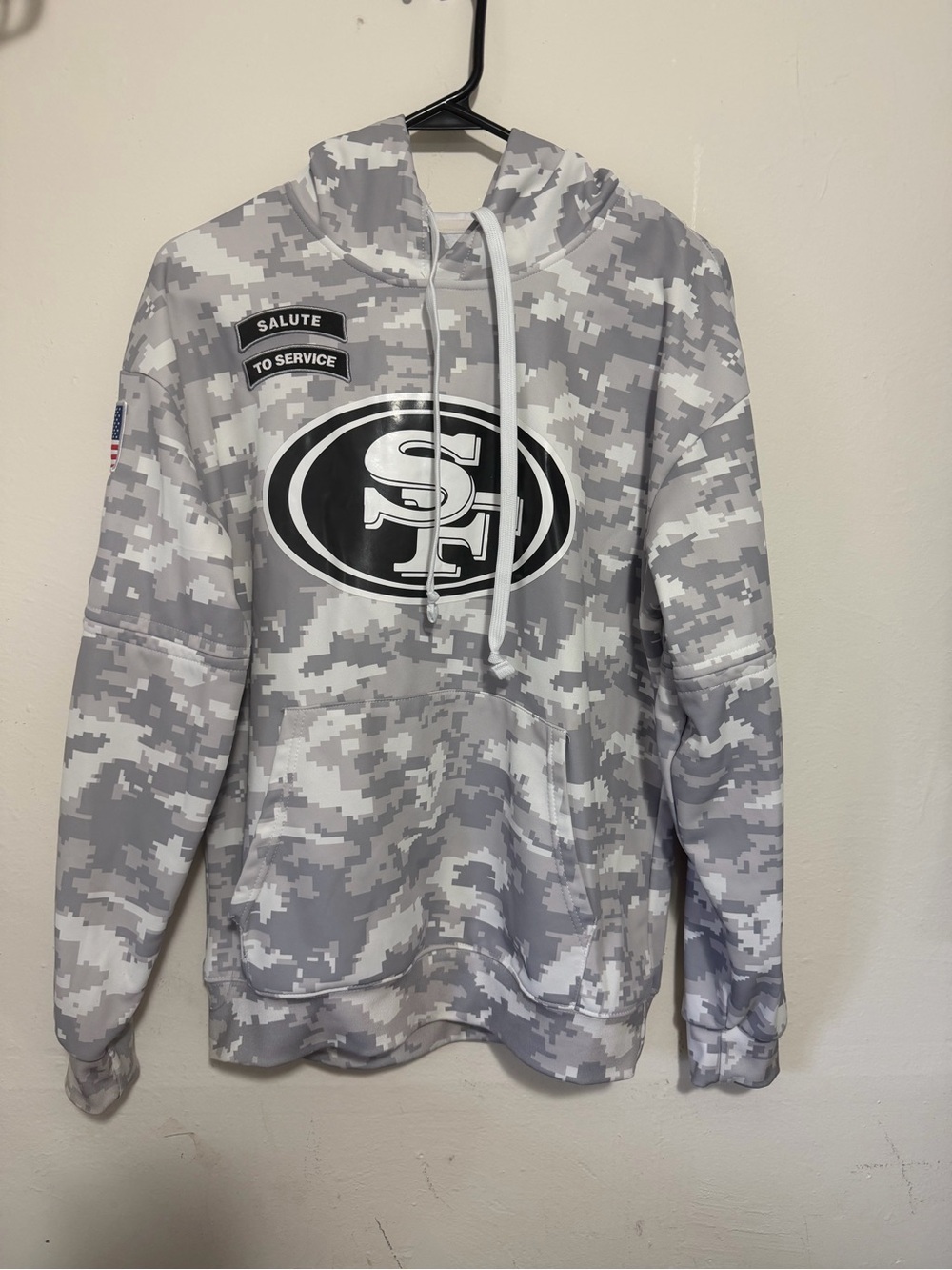 San Francisco 49ers Camo Pullover Hoodie - Gray White